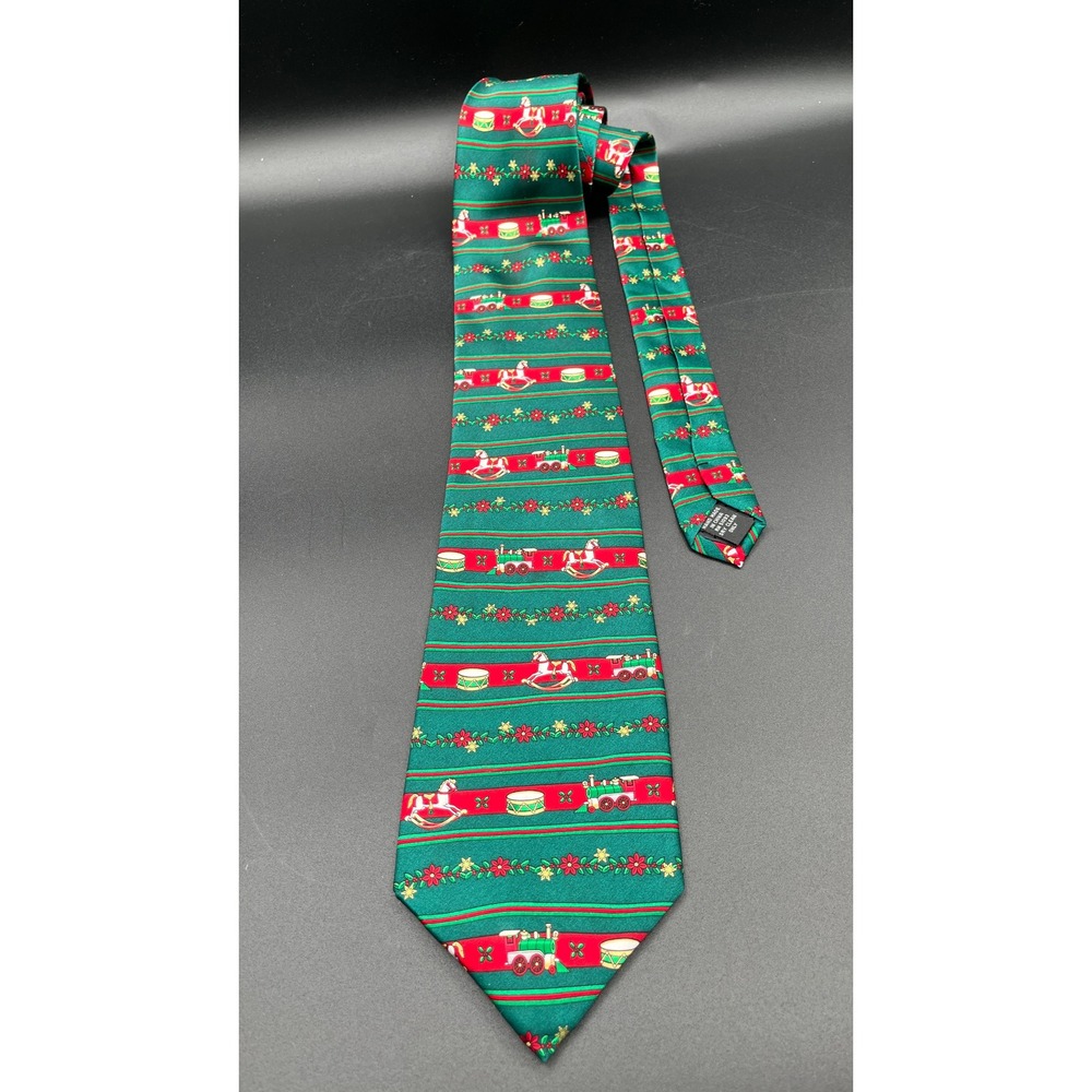 Holidays Mens Christmas Neck‎ Tie Green Red Toys Plays Christmas Songs 59" x 4"